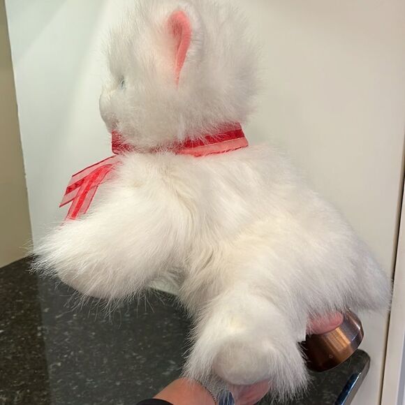 Animal Express Plush Cat Hand Puppet White Kitten Stuffed Blue Eyes Pink… - Picture 5 of 6